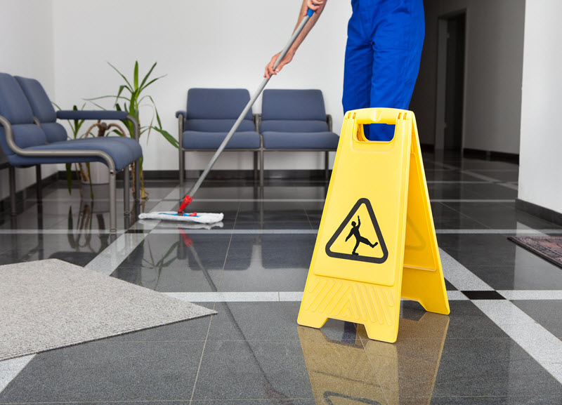 Day porter services - mopping entry floor